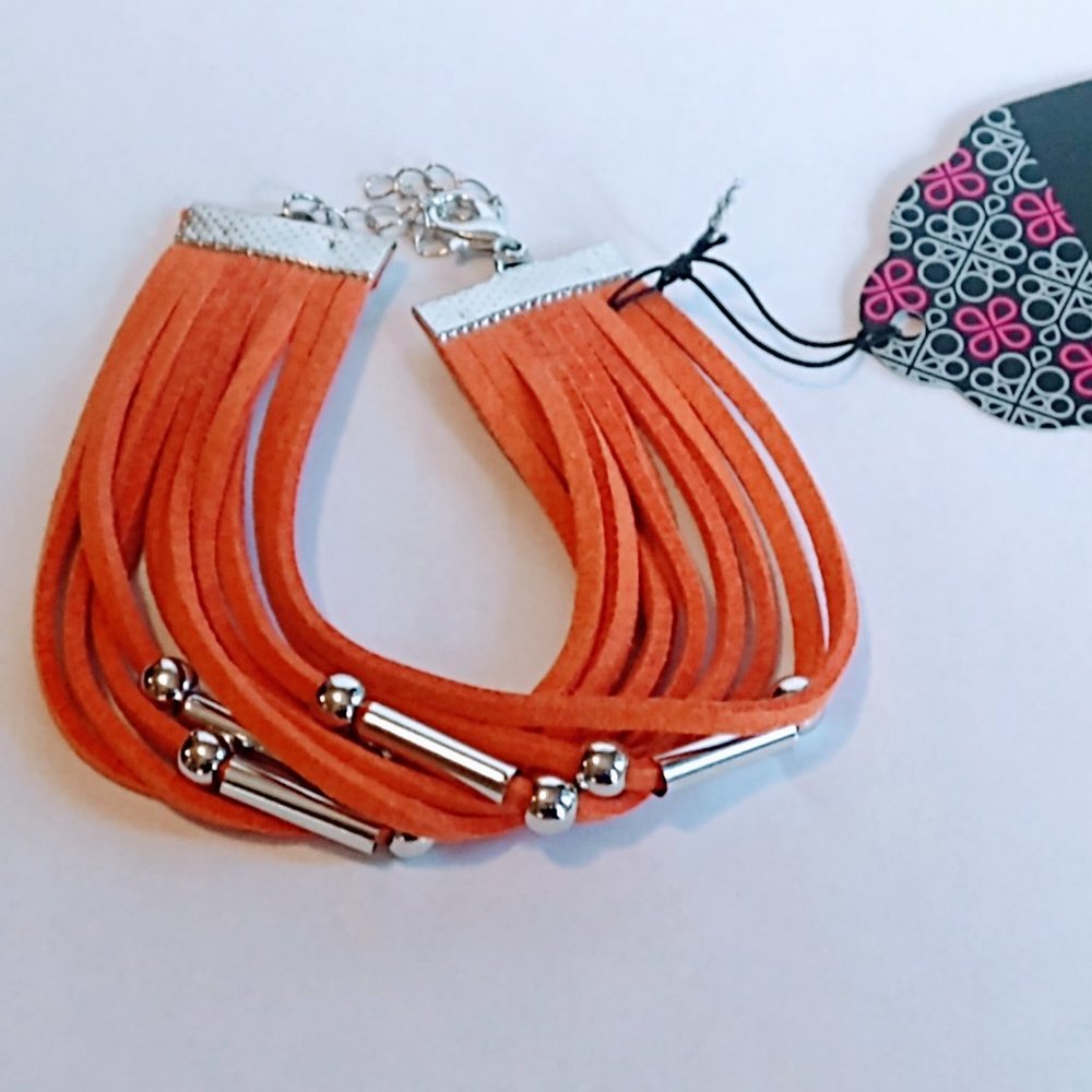 Orange leather bracelet